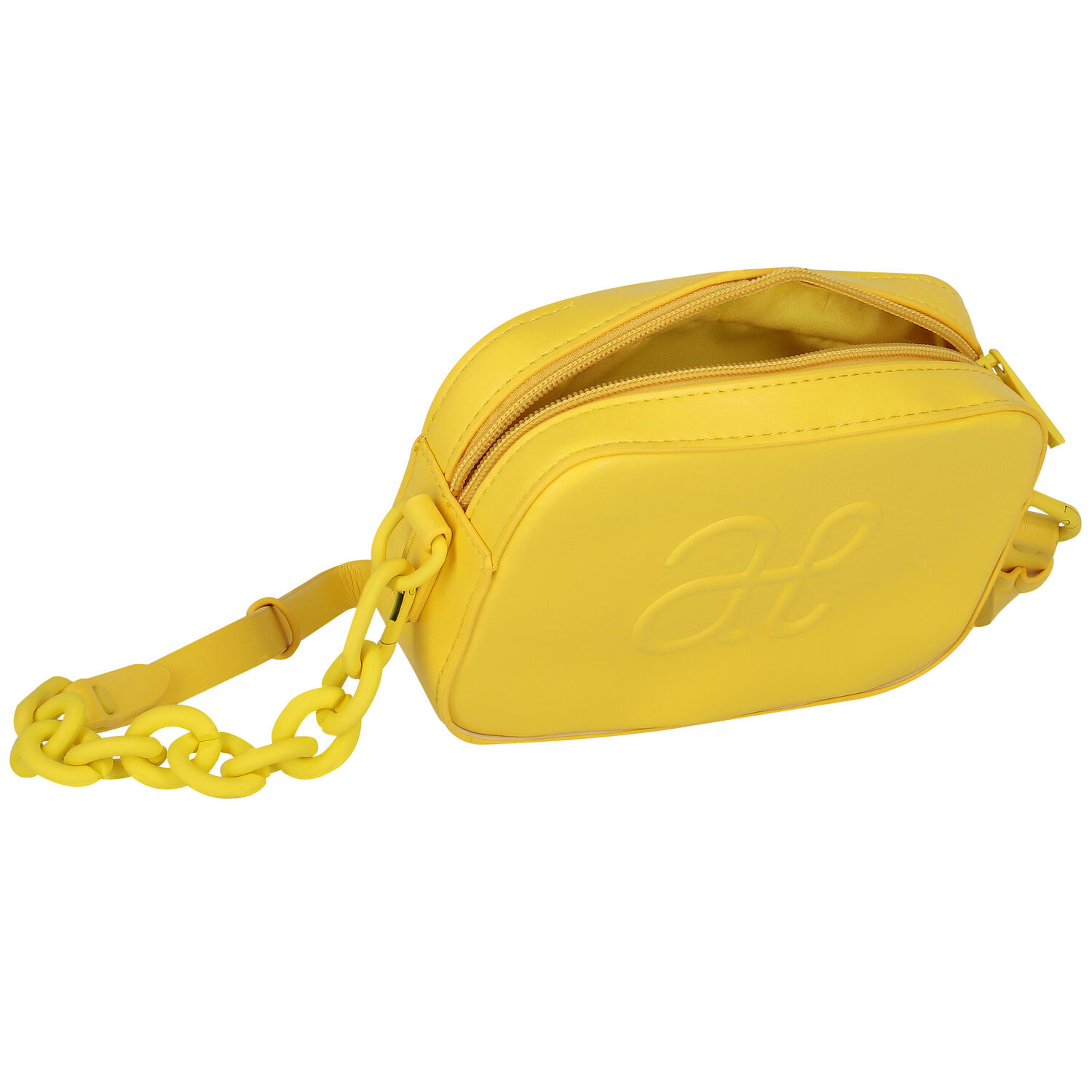 حقيبة جلد بالشعار باللون الوردي, 3, hi-res