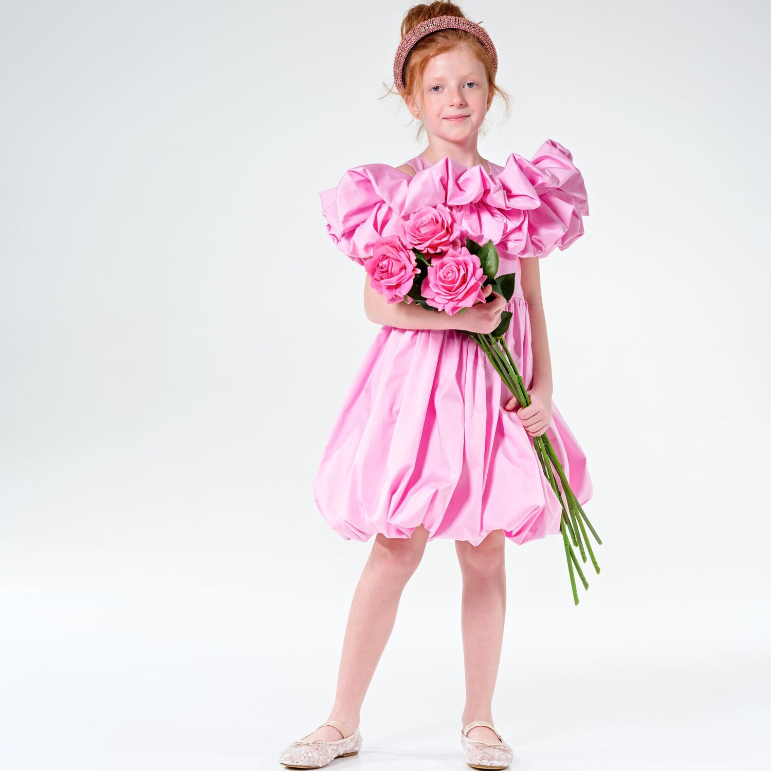 Girls Pink Ruffled Dress, 1, hi-res image number null