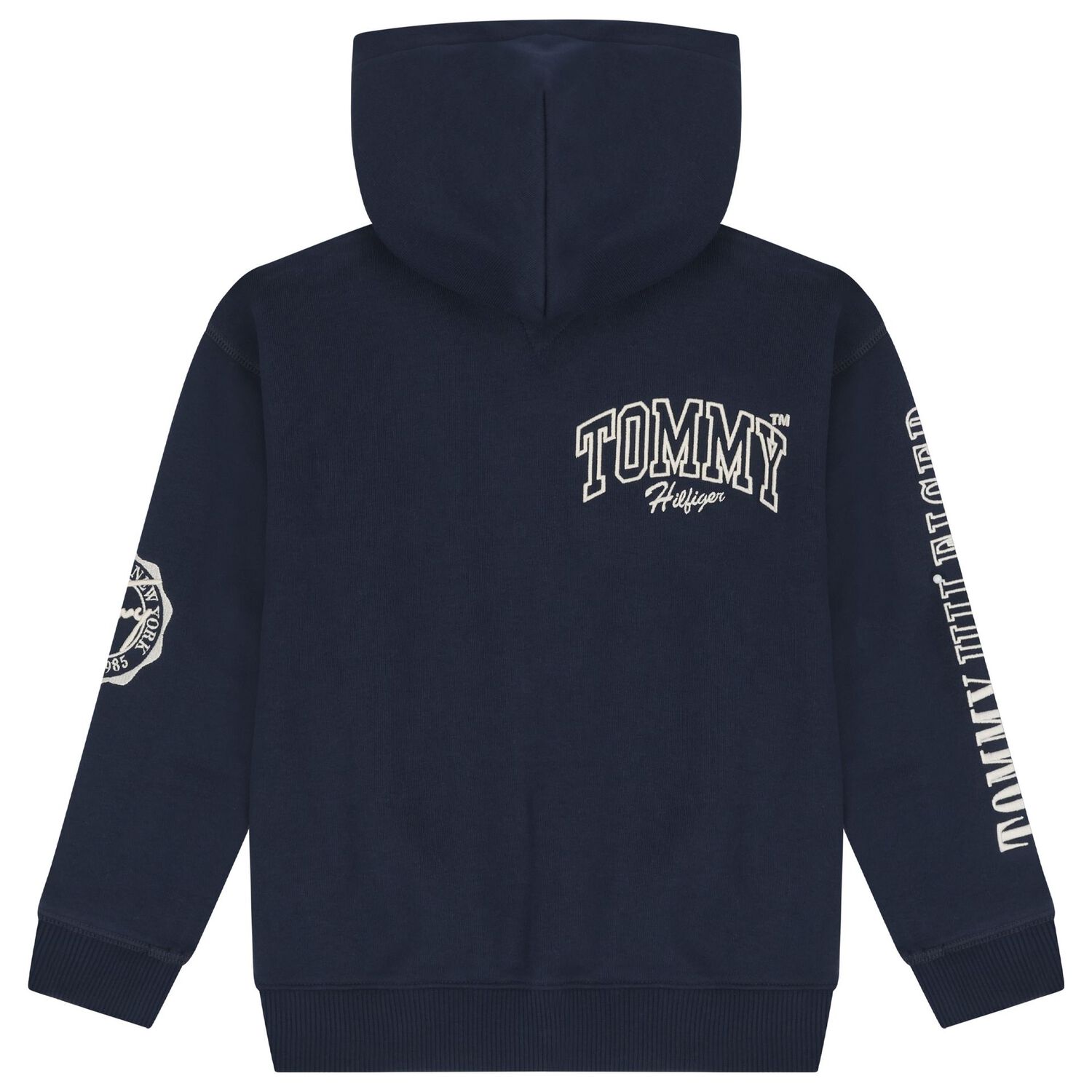 Boys Navy Blue Logo Hooded Top, 1, hi-res image number null
