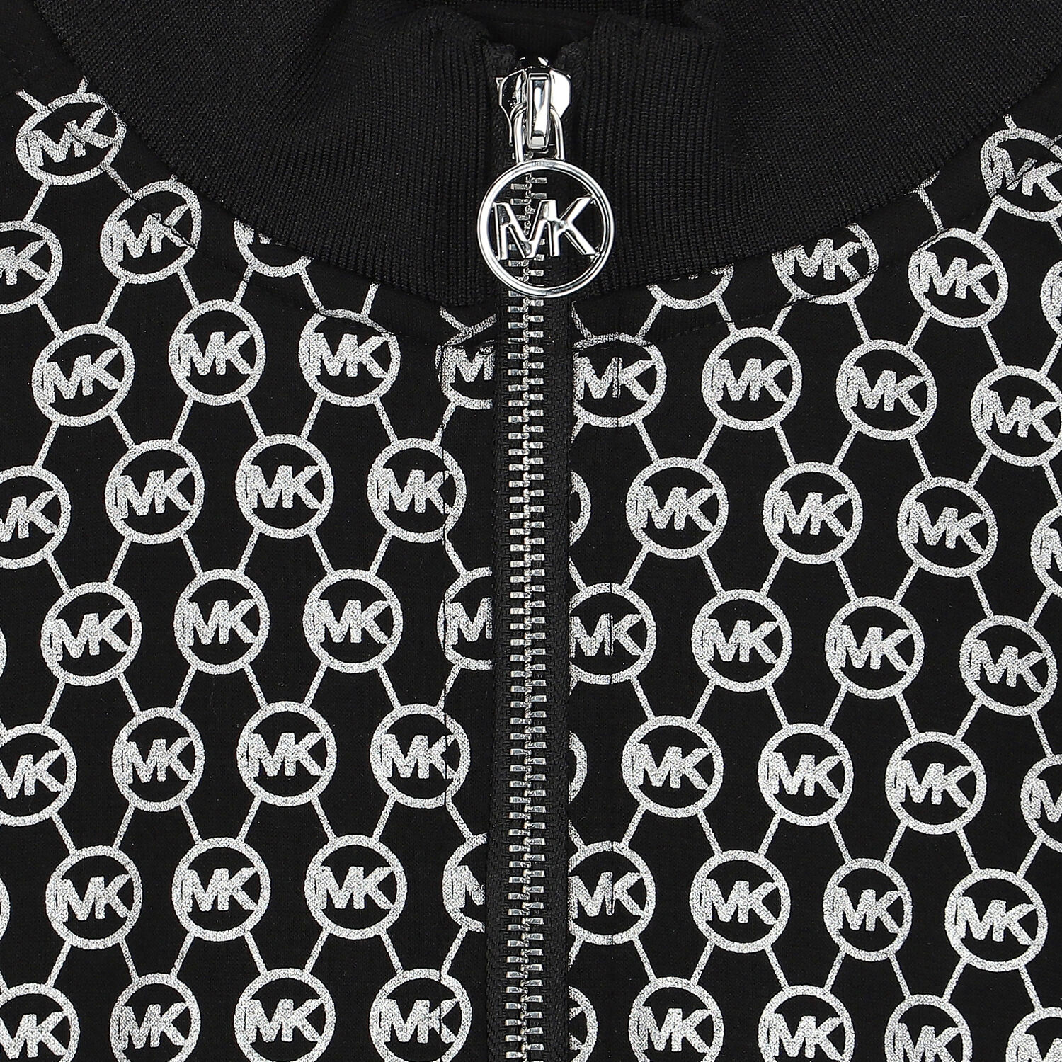 Girls Black & Silver Logo Dress, 1, hi-res