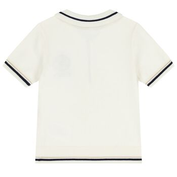 Girls Ivory Logo Knitted Polo Shirt