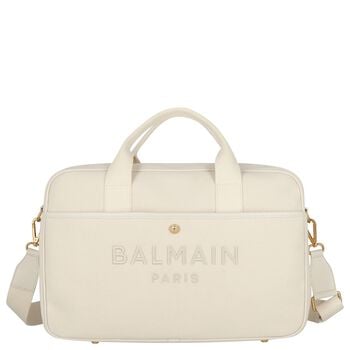 Beige Logo Canvas Baby Changing Bag