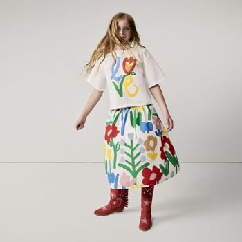 تنورة للبنات مزينة بالزهور متعددة الألوان