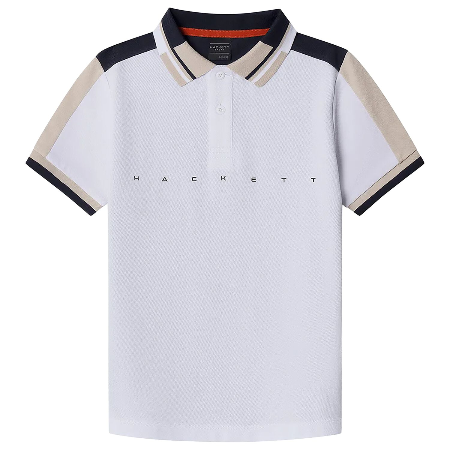 Boys White & Navy Blue Logo Polo Shirt, 2, hi-res