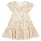Girls Beige & Gold Tulle Dress, 1, hi-res