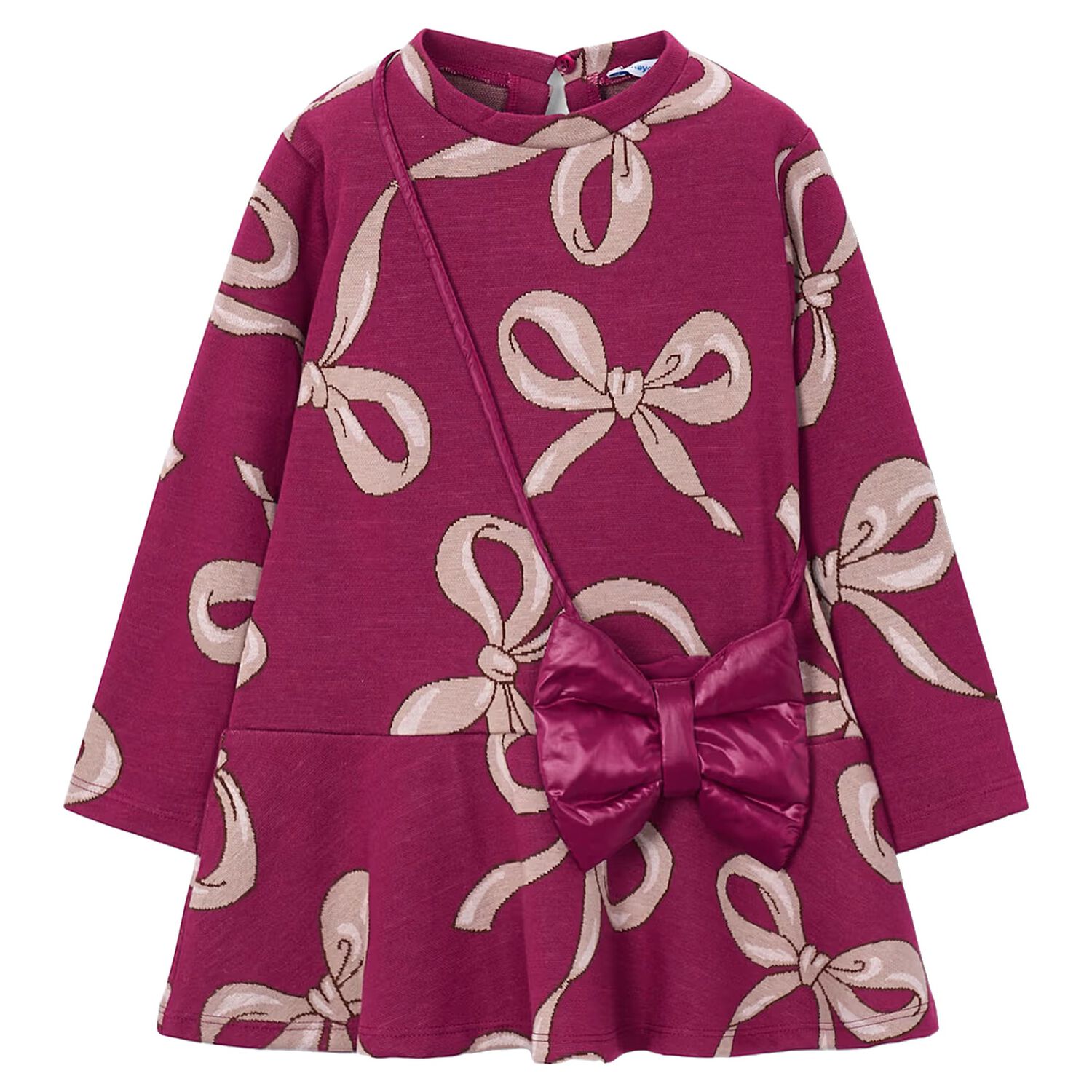 Girls Pink Jacquard Dress Set, 1, hi-res