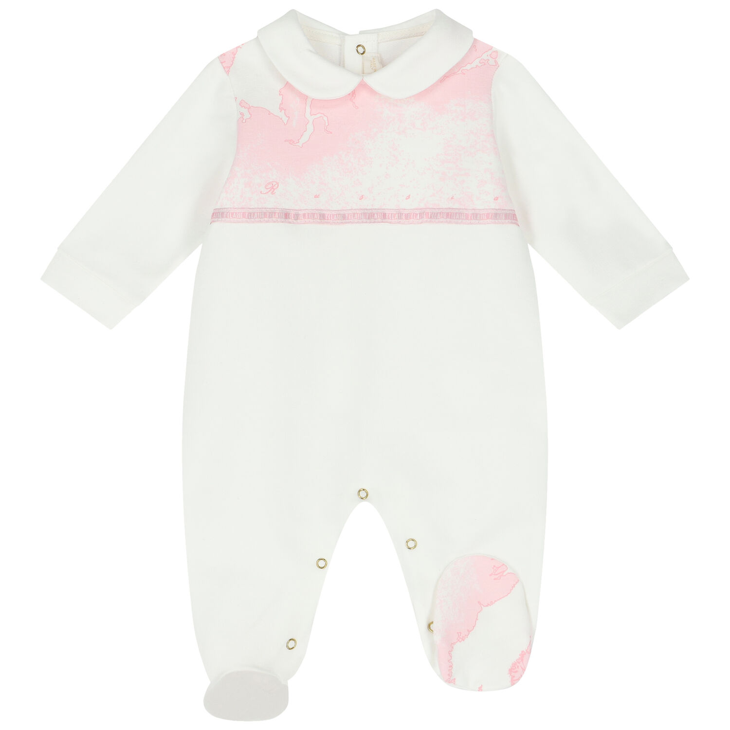 Baby Girls Ivory & Pink Geo Map Babygrow, 2, hi-res
