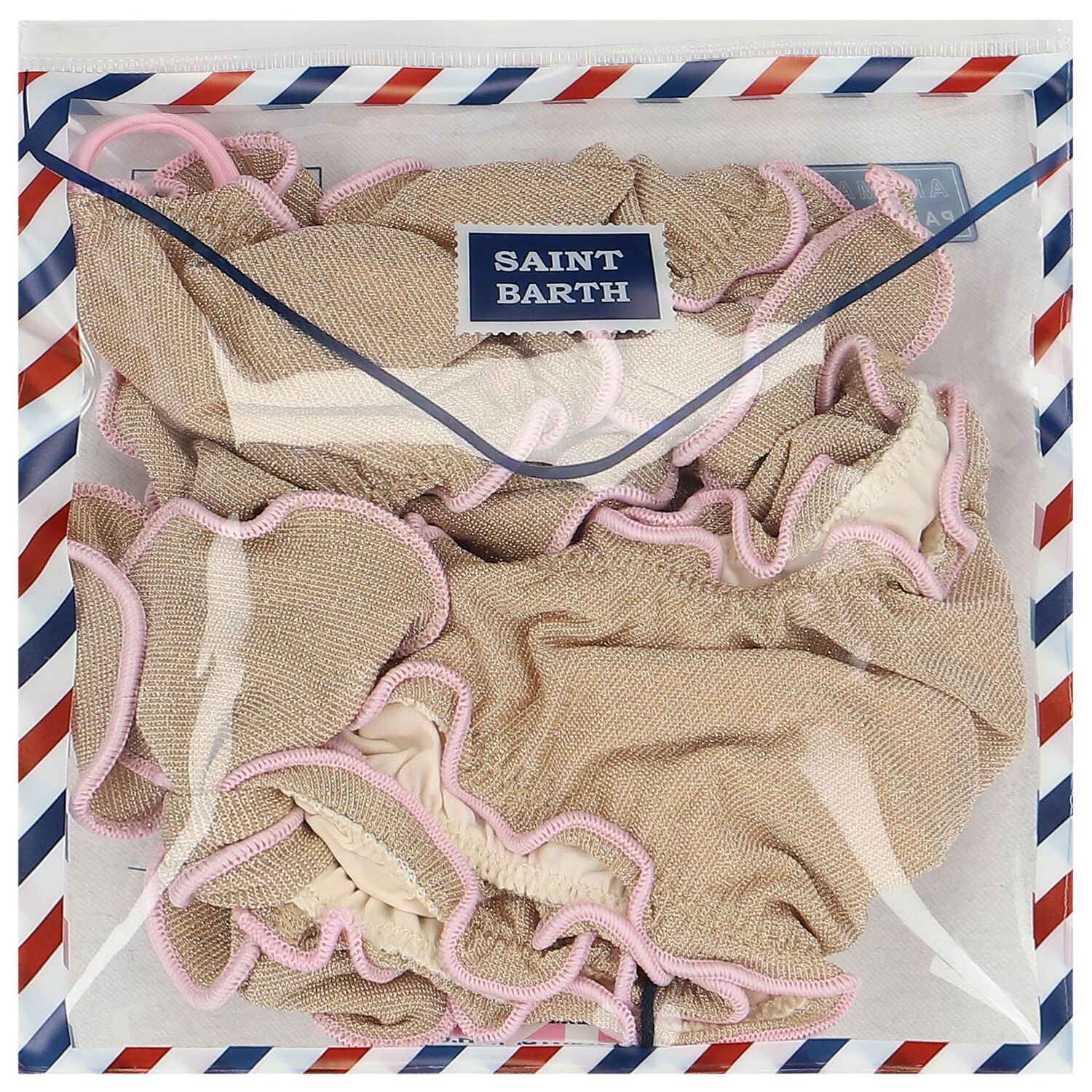 مايوه بنات يكيني باللون البيج والوردي, 1, hi-res image number null