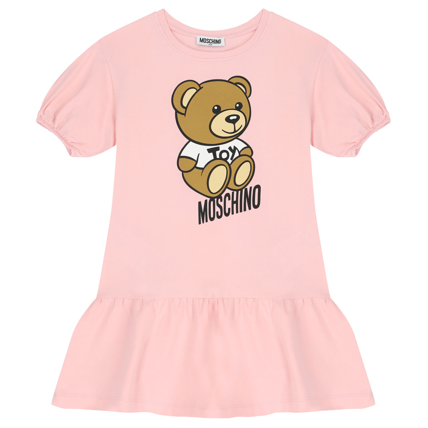 Girls Pink Teddy Bear Logo Dress, 5, hi-res