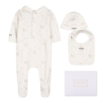 Ivory & Beige Tiger Logo Babygrow Gift Set