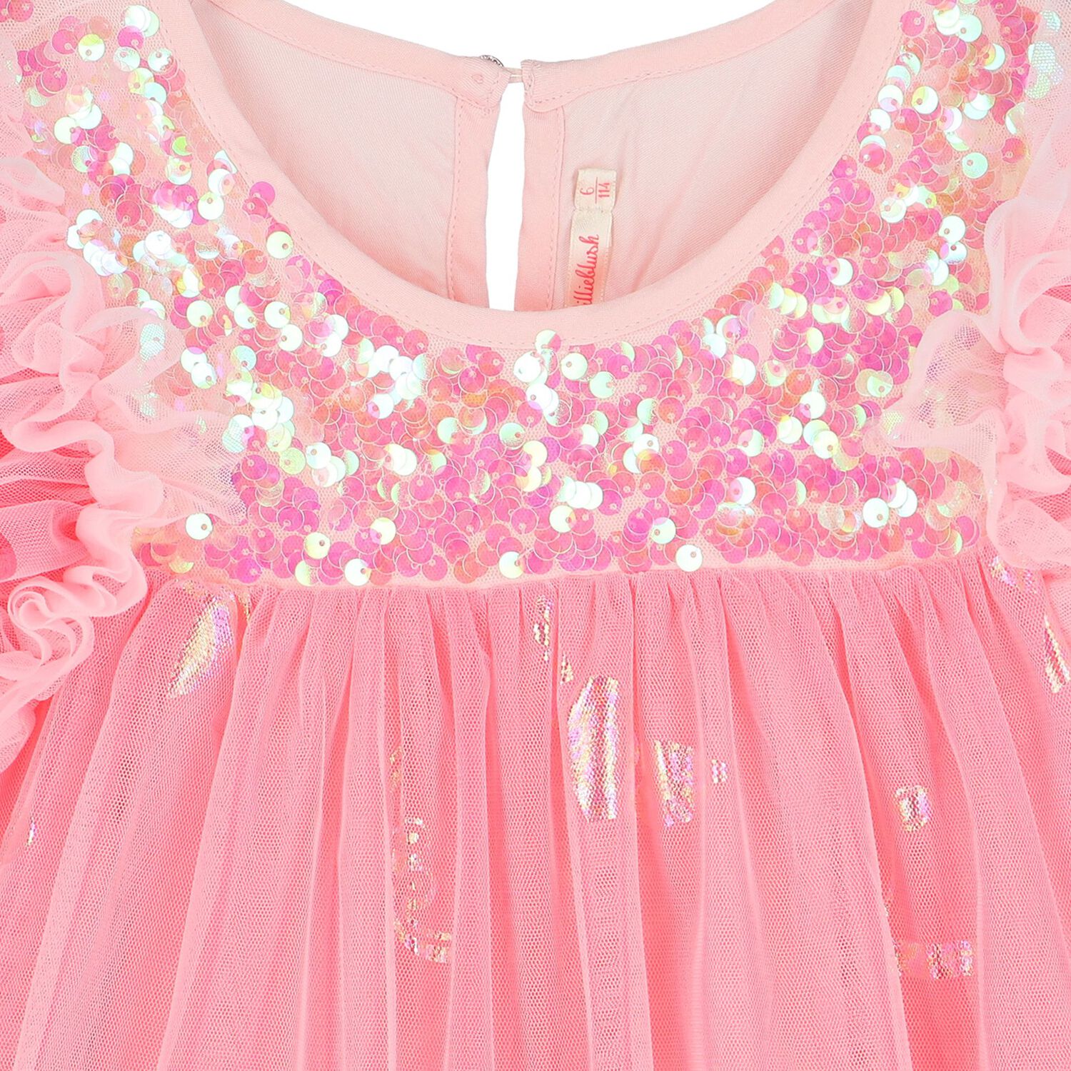 Girls Pink Sequin Tulle Dress, 1, hi-res image number null