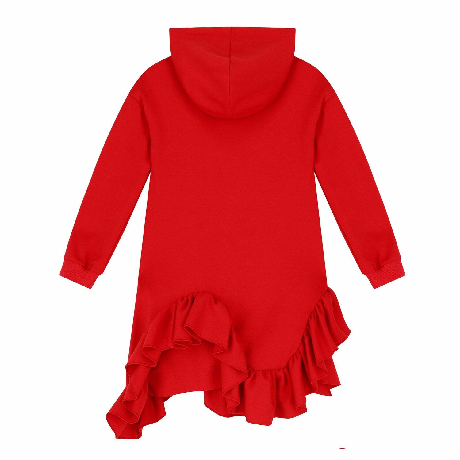Girls Red Embellished Hooded Dress, 1, hi-res image number null