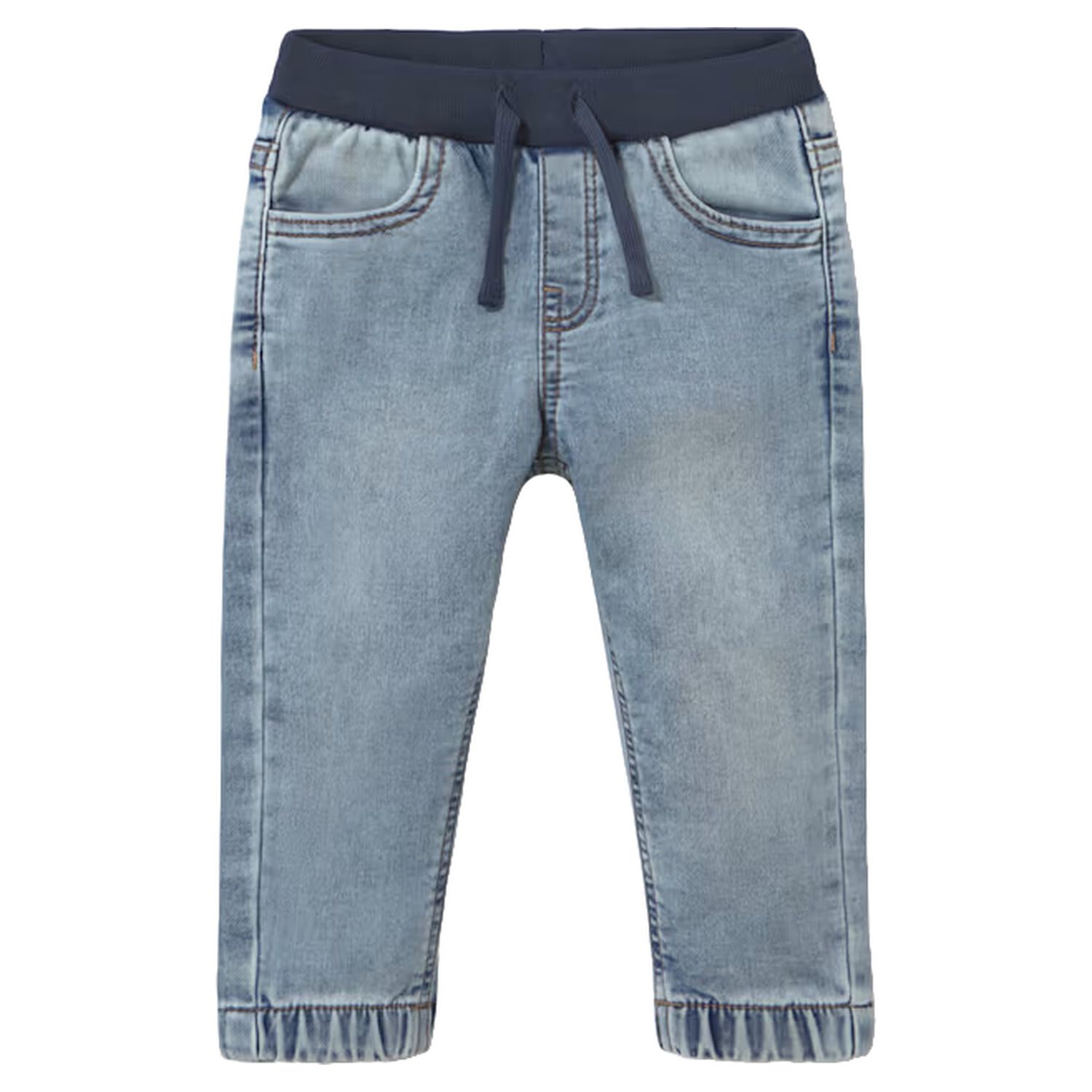 Younger Boys Blue Denim Joggers, 2, hi-res