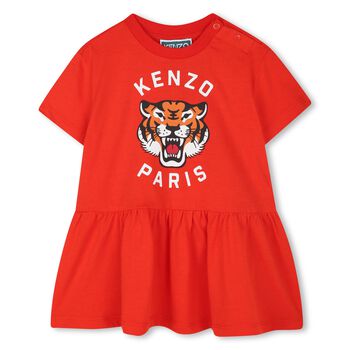 Younger Girls Red Tiger Logo Dress