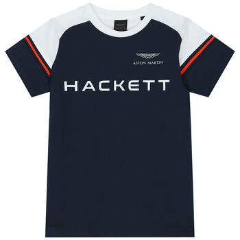 Boys Navy Blue & White Logo T-Shirt