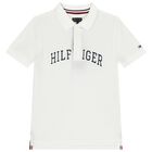 Boys White Varsity Logo Polo Shirt, 1, hi-res