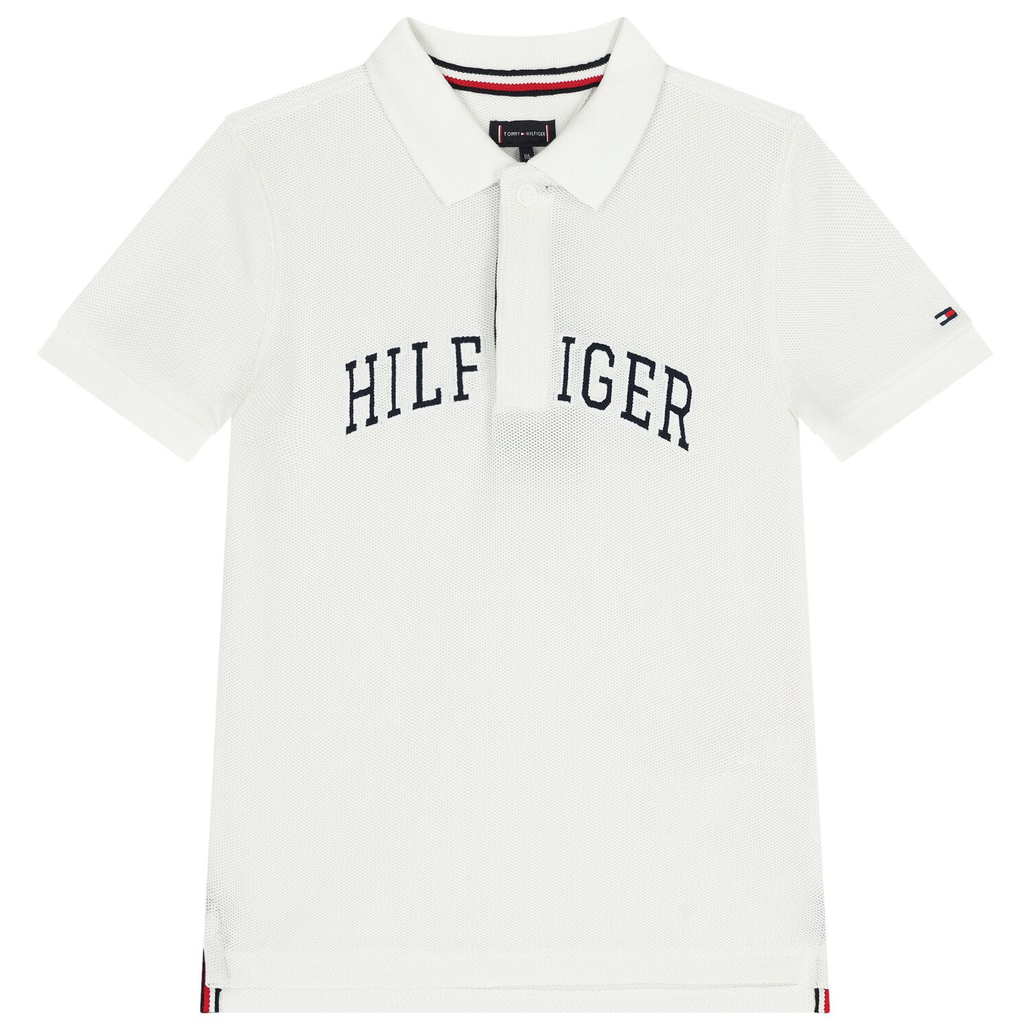 Boys White Varsity Logo Polo Shirt, 1, hi-res
