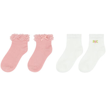 Baby Girls White & Pink Socks ( 2-Pack )