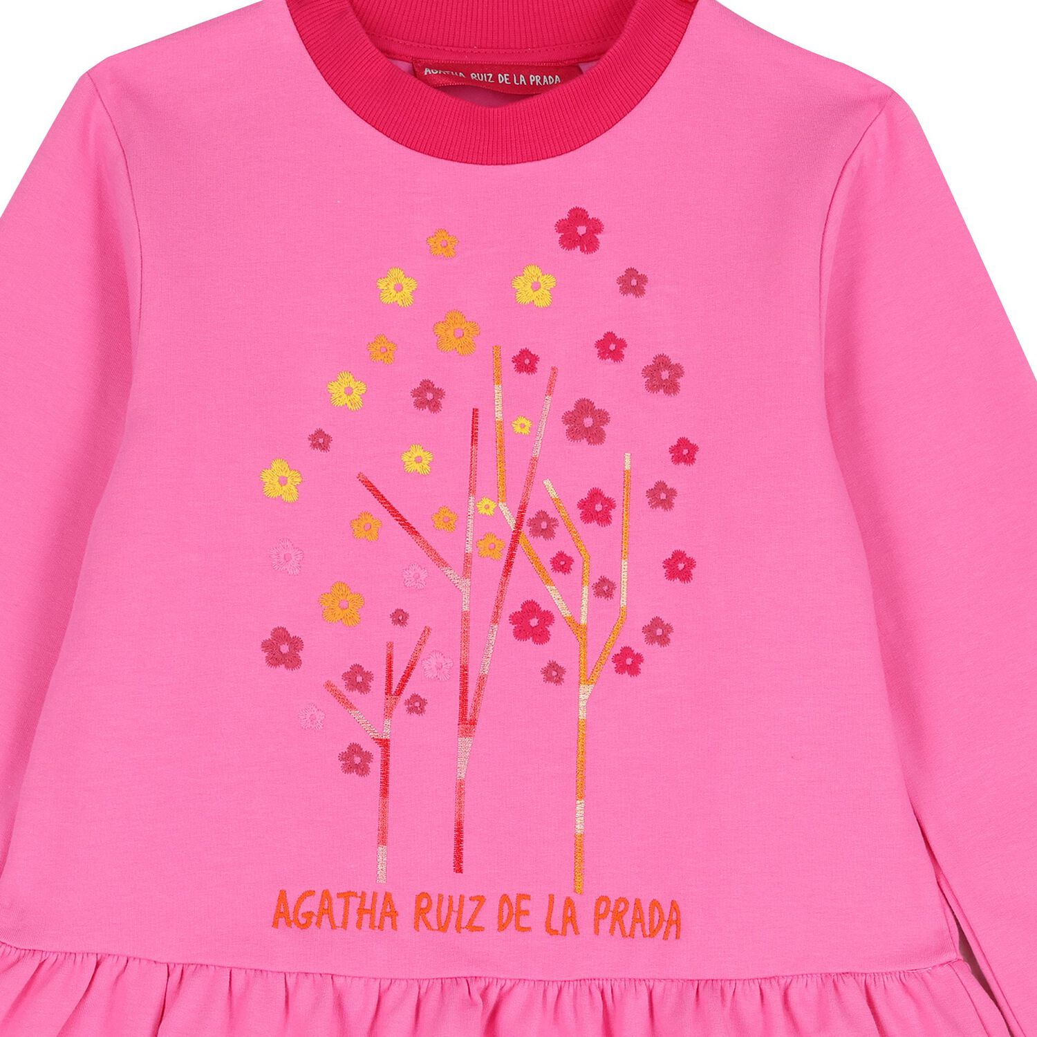 Girls Pink Embroidered Floral Dress, 1, hi-res