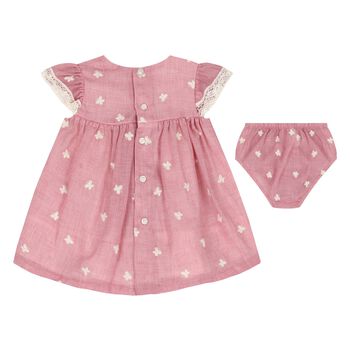 Baby Girls Red Floral Embroidered Dress Set