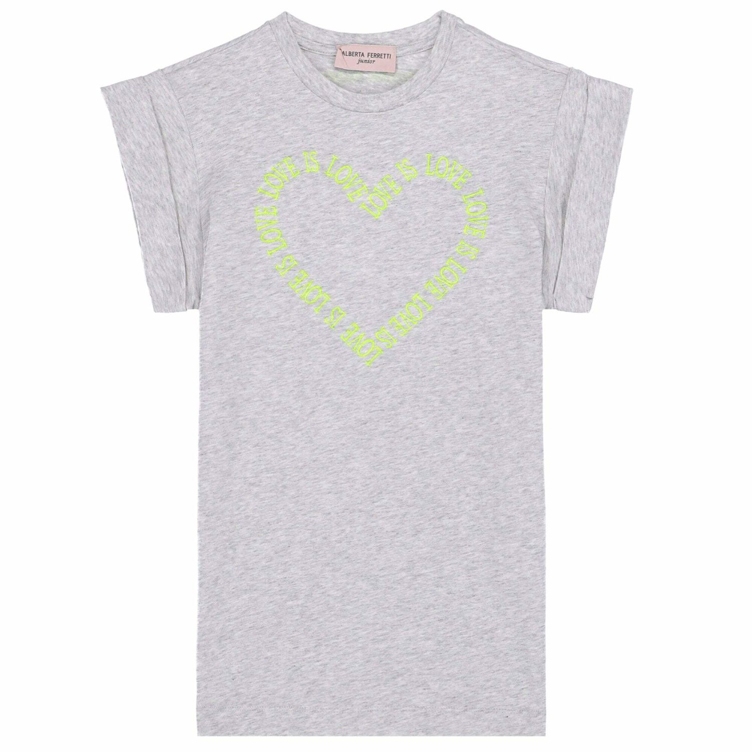 فستان تيشيرت بناتي مطرز باللون الرمادي, 1, hi-res image number null