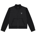 Girls Black Logo Zip Up Top, 1, hi-res