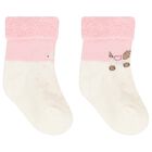Baby Girls Pink & Ivory Socks ( 4 Pack ), 3, hi-res