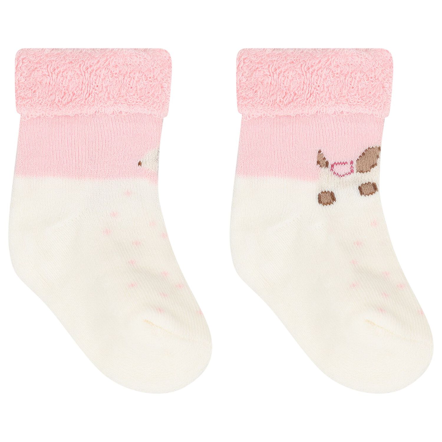 Baby Girls Pink & Ivory Socks ( 4 Pack ), 3, hi-res