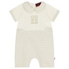 Ivory & Gold Logo Romper, 1, hi-res