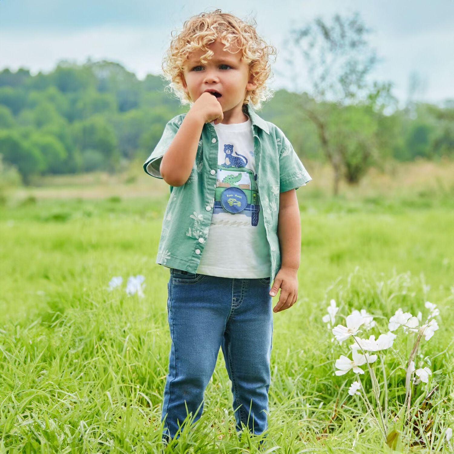 بنطلون أولاد رياضي دنيم باللون الأزرق, 1, hi-res image number null