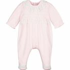 Girls Pink Babygrow, 1, hi-res