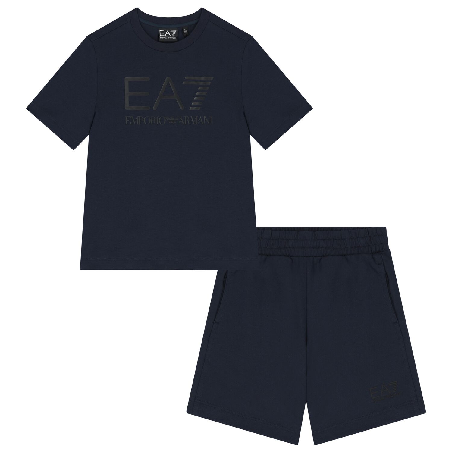 Boys Navy Blue Logo Shorts Set, 5, hi-res