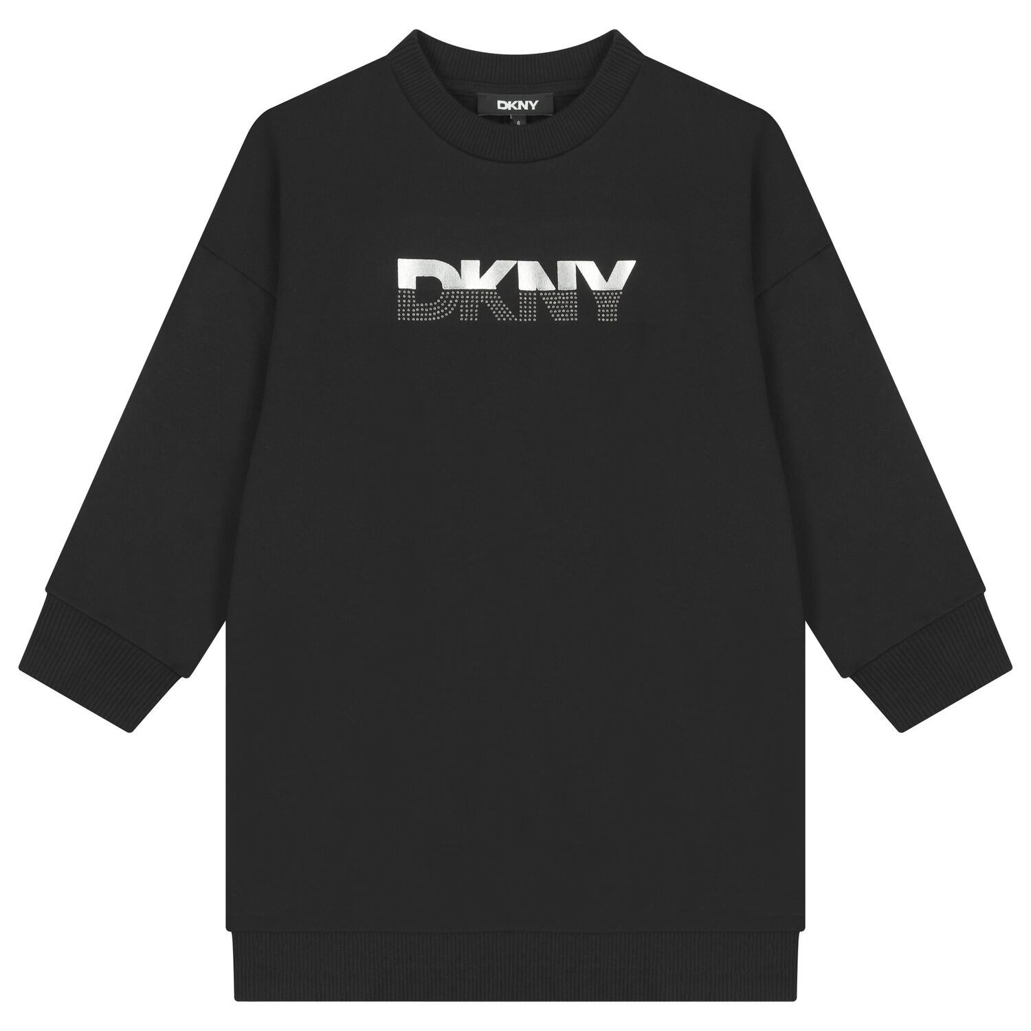 Girls Black Logo Sweatshirt Dress, 1, hi-res