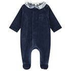 Baby Boys Navy Blue & Ivory Toile De Jouy Babygrow, 1, hi-res