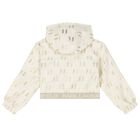 Girls Ivory & Gold Hooded Zip Up Top, 1, hi-res