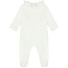 Baby Girls Ivory Teddy Logo Babygrow, 1, hi-res