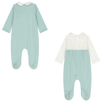 Baby Girls Ivory & Green Babygrows ( 2-Pack )
