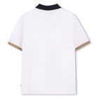 Boys White Logo Polo Shirt, 1, hi-res