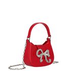 Girls Metallic Red Diamante Bow Handbag ( 16CM ), 2, hi-res