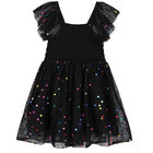 Girls Black Dots Tulle Dress, 1, hi-res