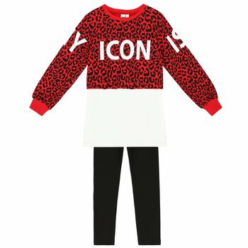Girls Black & Red 3 Piece Legging Set