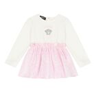 Baby Girls Ivory & Pink Medusa Logo Dress Set, 1, hi-res
