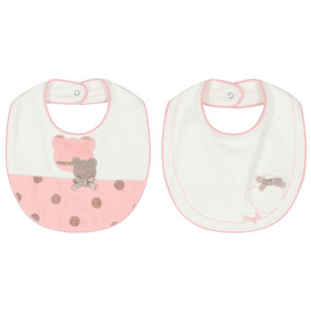 Baby Girls Pink & Ivory Bib ( 2-Pack )