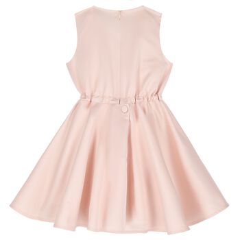 Girls Pink Flower Satin Dress