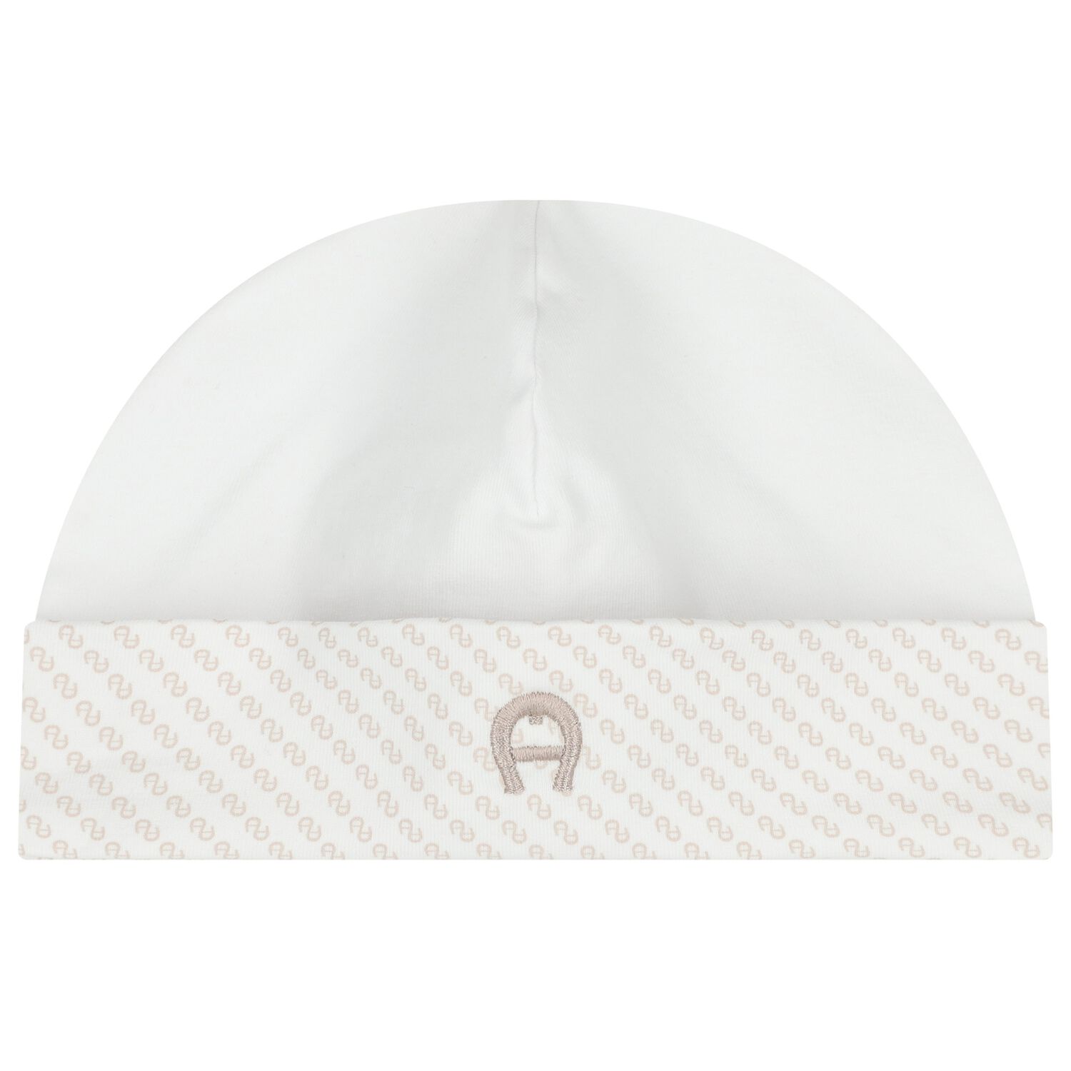 White & Beige Logo Baby Hat, 1, hi-res