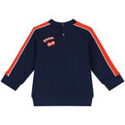 Younger Boys Navy Blue Logo Sweatshirt, 1, hi-res