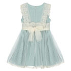 Girls Aqua Embroidered Tulle Dress, 1, hi-res