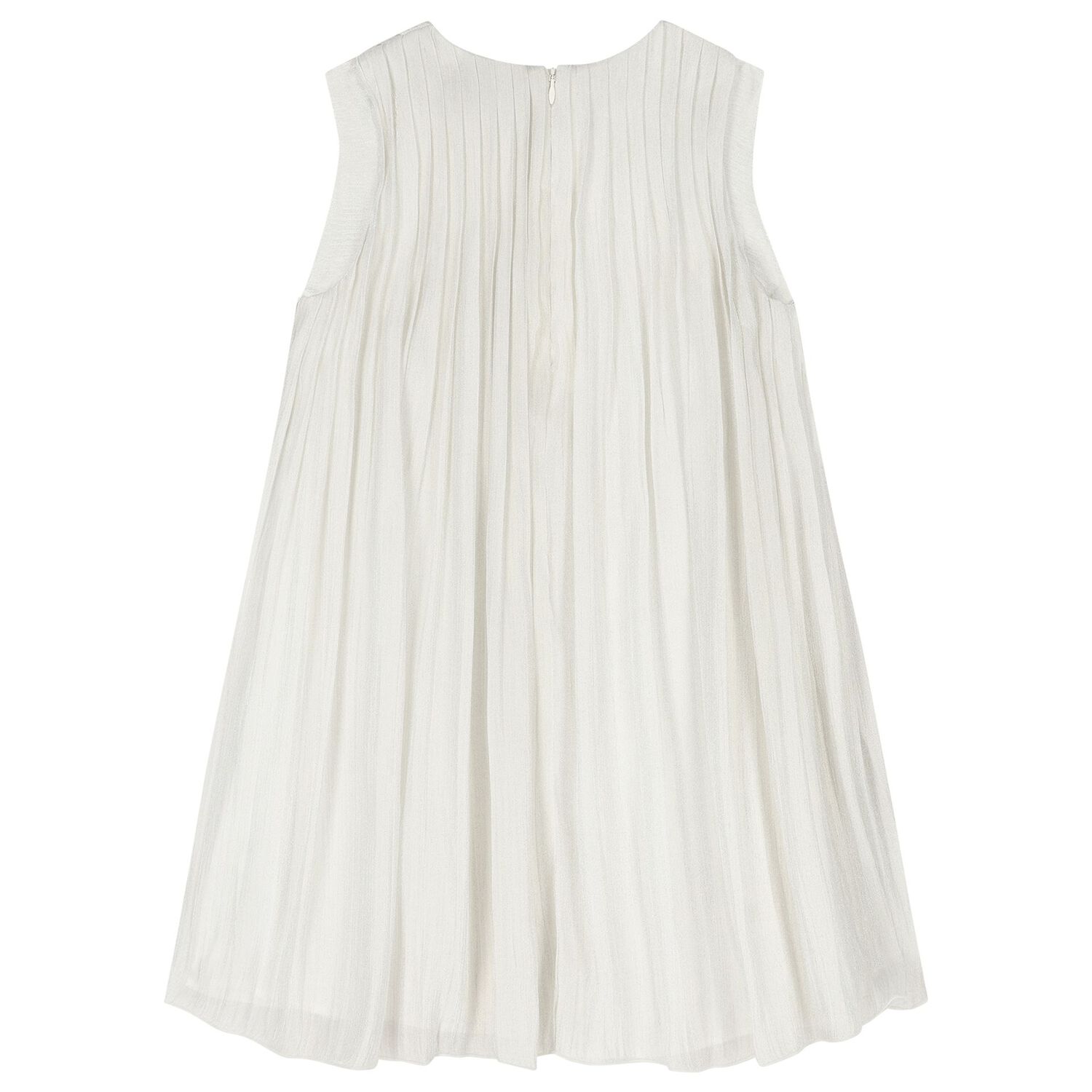 Girls Ivory Logo Pleated Dress, 1, hi-res