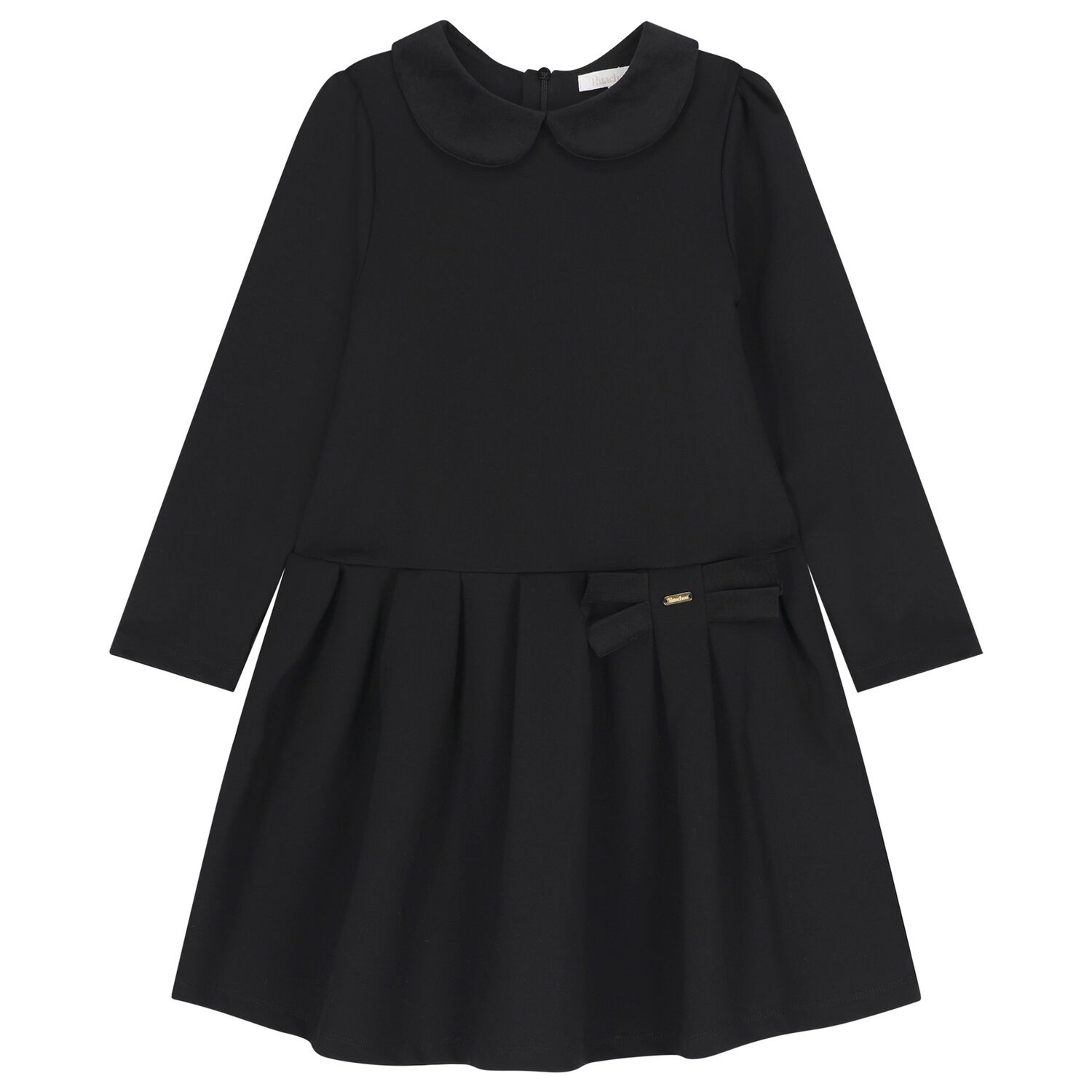 Girls Black Bow Dress, 1, hi-res