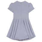 Girls Purple Diamante Logo Pleated Dress, 3, hi-res